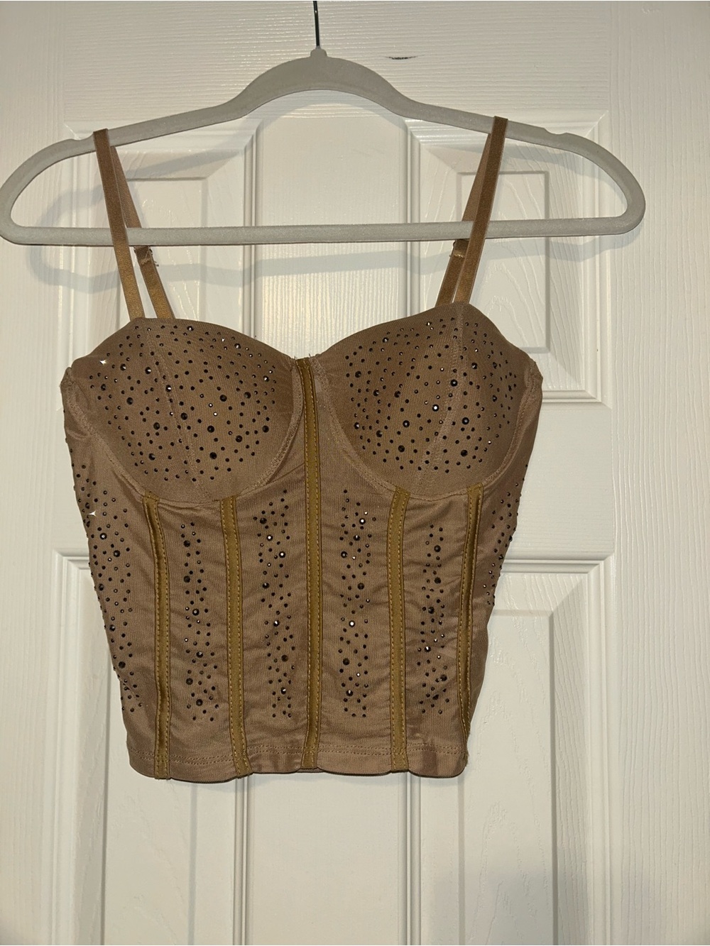 Papermoon Champagne Nude Rhinestone Bustier Top